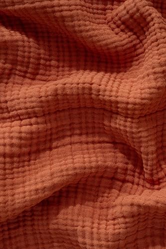 Muslin Blanket - Pure 100% Turkish Cotton Airy Soft Light Versatile Gauze Throw Blanket for Bed, Couch, Sofa (Brick, Twin XL Size (71" x 95" inch)) - color: Brick, size: Twin XL Size ( 71" x 95" inch )