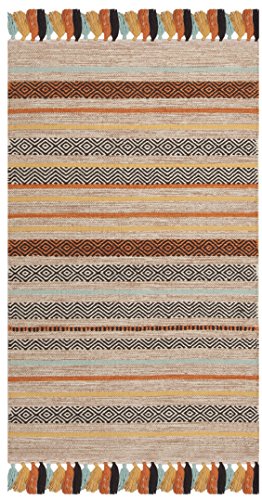 SAFAVIEH Montauk Collection Accent Rug - 2'6" x 4', Beige & Multi, Handmade Boho Stripe Fringe Cotton, Ideal for High Traffic Areas in Entryway, Living Room, Bedroom (MTK901A) - color: Beige/Multi, size: 2'6" x 4' (Rectangular)