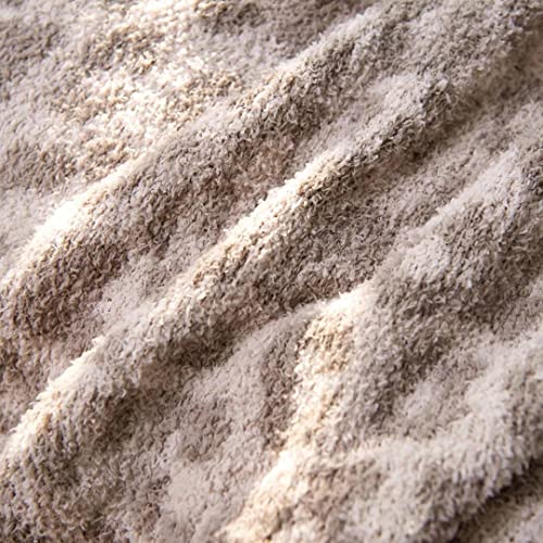 Soft Fuzzy Yarn Leopard Jacquard Throw Blanket,Cozy Plush Fleece Comfy Microfiber Blanket for Couch Sofa Bed,Linen/Warm Gray - color: Linen/Warm Gray, size: 51"x71"