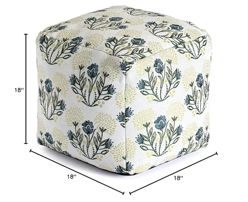 Anji Mountain 100% Handmade & Handcrafted Comfortable Home Décor Outdoor Pouf Ottoman Footrest for Living Room, Bedroom, Nursery, Kidsroom, Patio Furniture - (18" x 18" x 18"- Yellow-Ivory) - color: Gordes