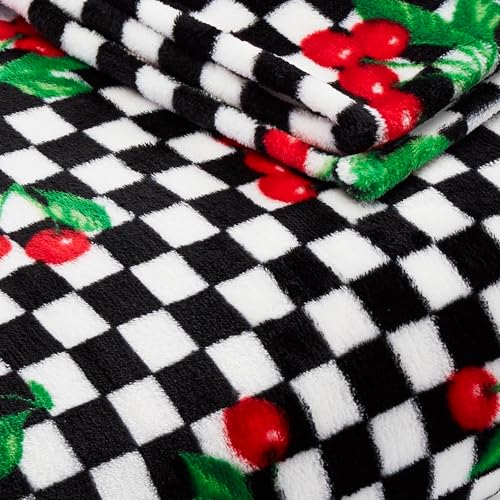 Betsey Johnson - Oversized Throw Blanket 50x70, Ultra-Soft Plush Bedding for Couch or Bed, Cozy & Lightweight, Soft Blanket with Cherry Checker Print (Red) - color: Cherry Checker