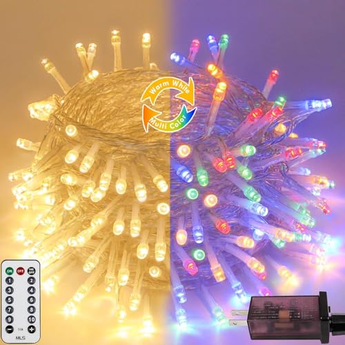 88FT 240LED Connectable String Lights Indoor Outdoor Clear Wire, Warm White⇋Multicolor Christmas String Lights, Plug in Twinkle Fairy Light With Timer For Wedding Patio Tree Yard Christmas Decorations - color: Multicolor ⇋ Warm White, size: 240LED