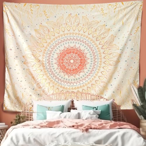 Damanse Floral Tapestry Wall Hanging Cute,Boho Wall Tapestry for Bedroom Aesthetic,Mandala Living Room Decor for Teen Girls (Yellow, 59.8"x78.7") - color: Yellow, size: 78.7"L x 59.8"W
