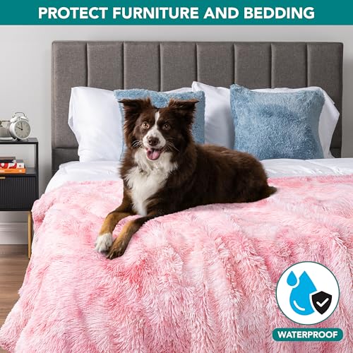 PetAmi Waterproof Dog Blanket for Couch, Bed & Furniture,Reversible Sherpa & Faux Fur Pet Blanket, Leakproof Blanket for Dog Cat, Soft Washable Couch Protector Calming Throw (40x60, Tie-Dye Pink) - color: Tie-dye Pink, size: Large (40x60)