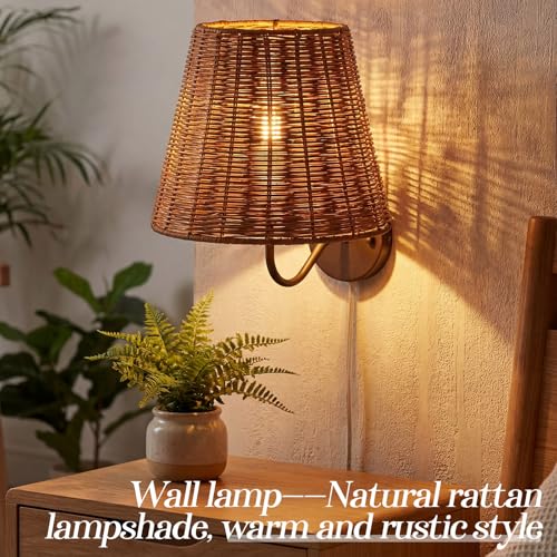 1 Pack Natural Rattan Spider Boho Lamp Shade Handwoven Indonesian Rattan, Large Wicker Woven Lampshade for Table & Floor, Boho Decor (5.9" Top × 9.8" Bottom × 7.9" Slant,Frustum Shape) - size: 5.9" Top × 9.8" Bottom × 7.9" Slant