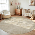 Joydeco 8ft Round Washable Area Rug Classic, Beige | Non-Slip Large Circle Carpet Low Pile for Living Room Bedroom Dining Room - color: Beige, size: 8' (Round)