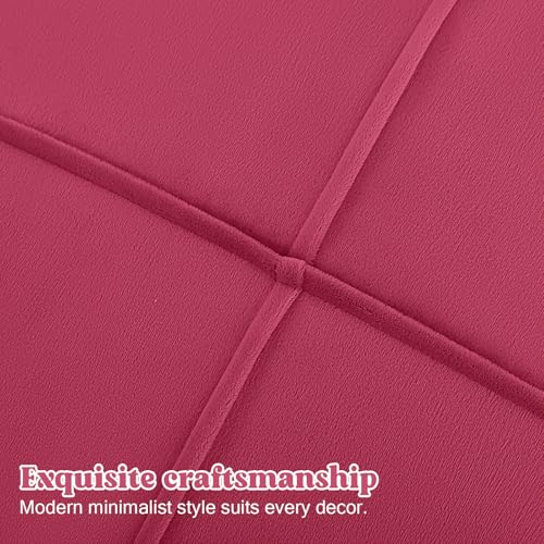 MeMoreCool Stuffed Round Pouf Ottoman Foot Rest, Floor Pouf Foot Stool with Soft Foam Chunk Filling, Small Round Ottoman Footstool Circle Footrest for Living Room - color: Piping Magenta