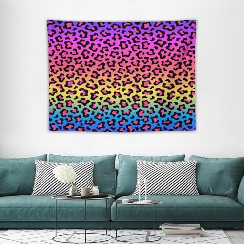 DDCBNS Girls Leopard Tapestry,Colorful Women Cheetah Printed Wall Tapestry Africa Leopard Pattern Rainbow Design Wall Art Home Décor for Bedroom Living Room Dorm Wall Décor 40" x 30" - color: Animal Skin_1, size: 40"L x 30"W
