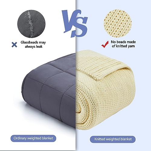 L'AGRATY Knitted Weighted Blanket - 60"x80", 15lbs Cooling Chunky Knit Heavy Blanket for Adults, Braided Crochet Throw, Thick Cable Yarn, Machine Washable - color: Cream White, size: 60" x 80" | 15 lbs