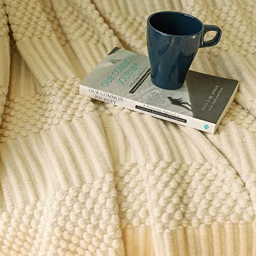 Blagic Knitted Throw Blanket for Couch, Bed and Sofa. Super Soft Blanket with Tassels, Beige Throw Blanket, 60 x 80Inches Lightweight & Cosy Home Decor - color: H-beige, size: 60 × 80 in