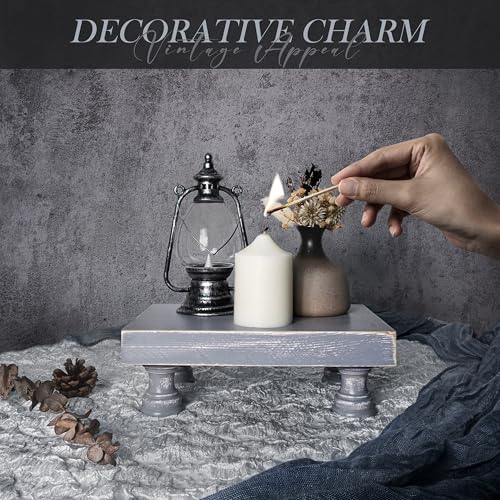 EOSAHR Pine Wood Risers for Decor for Kitchen Sink & Small Vanity - Versatile Risers Display Stands for Bathroom Decor - Chic Sponge Holder and Perfume Organizer (Gray, 8.5") - color: C-Pine Wood-Gray