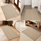 Sunfly Waffle Runner Rug Bathroom, Boho Bath Mat Super Absorbent & Quick Dry, Non-Slip Washable with Tassels, Ultra Soft Farmhouse Long Bathroom Rug 24"x72" Beige - color: Beige, size: 2' x 6' (Rectangular)