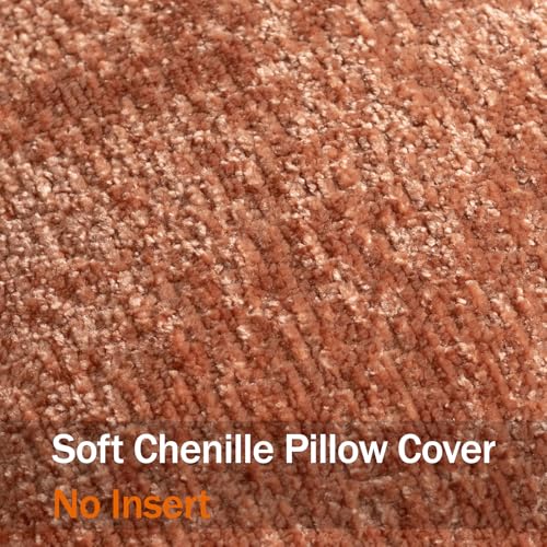 DEZENE Pack of 2 Burnt Orange Fall Decorative Throw Pillow Covers 22x22 Cozy Soft Chenille Accent Vintage Square Couch Pillow Covers for Home Decor Bed Sofa Living Room - color: Burnt Orange, size: 22" x 22" (Pack of 2)