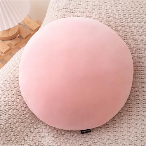 MOJUN Round Throw Pillow, 15.7" Soft Solid Color Round Sofa Lumbar Pillow Floor Pillow Home Decorative Pillow Cushion for Couch Car Living Room Bedroom, Pink - color: Pink