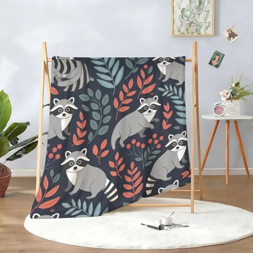 Raccoon Pattern Blanket, Cute Animal Flannel Throw Blanket for Couch Bed Or Chair, Luxury Lightweight Comfy Blankets Home Decor Gift(1)(2) 30x40in(76 * 102cm) - color: Style-1, size: 30x40in(76*102cm)