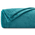 NEWCOSPLAY Super Soft Throw Blanket Dark Blue Premium Silky Flannel Fleece Leaves Pattern Lightweight Bed Blanket All Season Use (Dark Blue, Throw(50"x60")) - color: Dark Blue, size: Throw(50"x60")