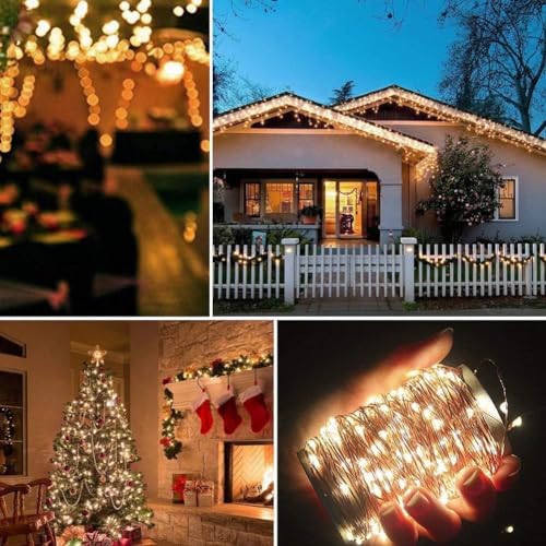 Twinkle Star 300LED 99FT Copper Wire String Lights Battery Operated 8 Modes Fairy Lights with Remote Waterproof Fairy String Lights for Outdoor Christmas Lights Wedding Party Decoration Warm White - color: Warm White, size: 99 ft