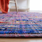 SAFAVIEH Rag Rug Collection Accent Rug - 3' x 5', Blue & Multi, Handmade Boho Stripe Cotton, Ideal for High Traffic Areas in Entryway, Living Room, Bedroom (RAR240B)