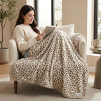 Fleece Throw Blanket 50" x 70" - Soft Cozy Microfiber Plush Blanket, Lightweight Warm Throw for Couch Bed Sofa Chair, All Season Use, Beige Leopard - color: Beige Leopard