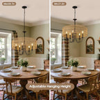 24 Inch Farmhouse Rattan Chandelier, Hand-Woven Boho Pendant Light Fixture with Black Metal Frame, Rustic Hanging Ceiling Lighting for Dining Room, Kitchen Island, Living Room, Bedroom - color: Rattan B
