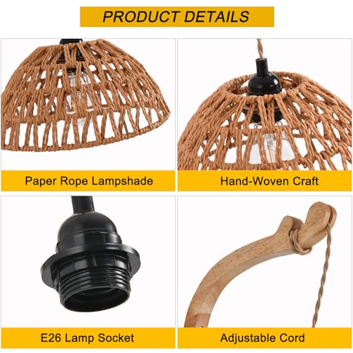 Plug in Wall Sconce,Farmhouse Wicker Wall Lamp Plug in,Hand Woven Rattan Wall Light Farmhouse Rustic Boho Sconces Wall Lighting for Living Room Bedroom - color: 9.8IN Rattan Lampshade, size: 1 PACK