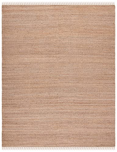 SAFAVIEH Area Rug 8x10 - Natural Fiber Collection - Large - Natural, Handmade Woven Jute, Boho Fringe Design, Ideal for Living Room, Bedroom, Dining Space (NF368A) - color: Natural, size: 8' x 10' (Rectangular)