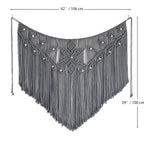 Youngeast Macrame Wall Hanging Large Macrame Curtains Leaf Shape Beads Wall Decor Boho Tassel Wall Art Woven Tapestry Headboard Backdrop Gray - color: Gray