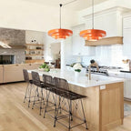 Plug in Pendant Light Fixtures, Plug in Chandelier Mid Century Modern Hanging Lamp with Pulley Nordic Style Pendant Lamp Metal Shade On/Off Switch Hanging Light for Living Room Dining Bedroom Kitchen - color: Large-Orange (17.7in)