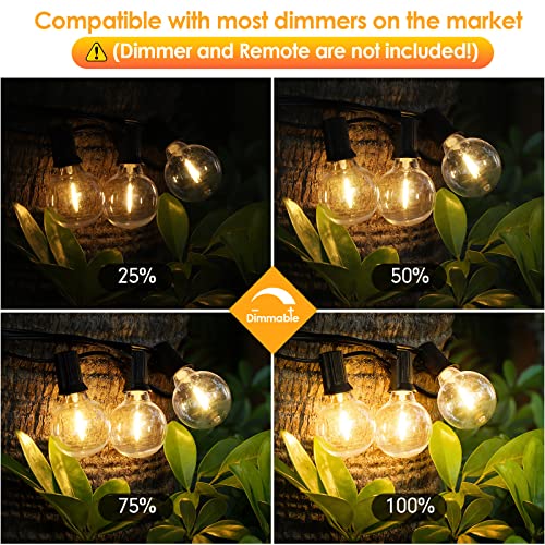 Mlambert 50Ft LED Outdoor String Lights G40 Globe Dimmable Patio Light, Waterproof Hanging String Light with 27 Warm White Shatterproof Bulbs(2 Spare) - color: Black