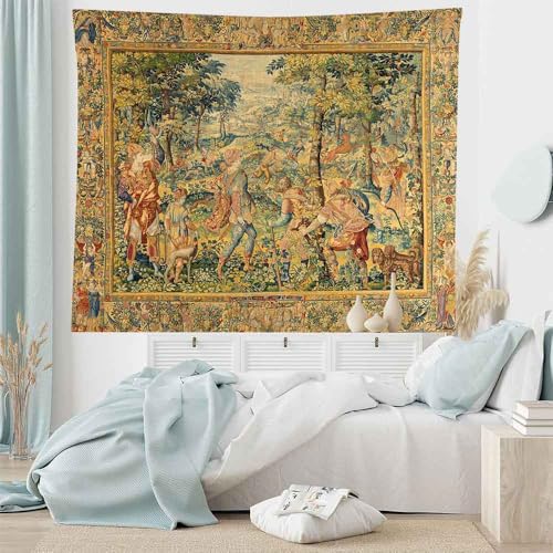 LATETOMT Renaissance Boho Tapestry Canvas Wall Art Tapestries Medieval Wall Tapestry for Bedroom Living Room Dorm Decor Tablecloth LTMTAYW475 - color: Brown-4, size: Customize