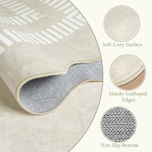 Area Rugs 5x7 Living Room Washable Modern Rug, Neutral Beige Soft Non Slip Rugs Ultra-Thin Indoor Carpet for Bedroom Dining Room Nursery Home Office - color: Ivory, size: 5'x7' (Rectangular)
