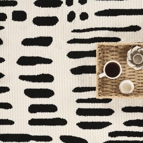 Abani Neutral Collection Cream Area Rug 6' x 9' for Living Room, Bedroom - Modern Design - Durable & Easy to Clean - color: Strokes, size: 6' x 9' (Rectangular)