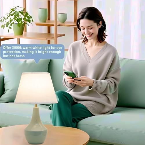 Green Table Lamps Set of 2 19" Ceramic Bedside Desk Lamps for Nightstands with Rocker Swtich Modern Sage Green Lamps for Bedroom Living Room (Bulbs not Include)