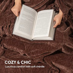 RECYCO Throw Blanket Soft Cozy Chenille Throw Blanket with Fringe Tassel for Couch Sofa Chair Bed Living Room Gift (Brown, 60'' x 80'') - color: Brown, size: 60'' X 80''