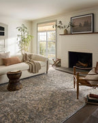 Loloi Magnolia Home by Joanna Gaines Junie Collection JUE-01 Blue/Natural 5'-3" x 7'-6", .38" Pile Height, Area Rug - color: Blue / Natural, size: 5'3" x 7'6" (Rectangular)