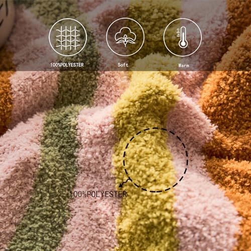 Bohemian Decorative Throw Pillow Cover, 17.7x17.7 inches, Rainbow Striped Tufted with Tassels, Acrylic (E-2) - color: E-2