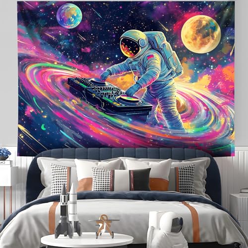 NYZE Blacklight Tapestry Music Wall Tapestry Art Party Banner Colourful Poster Design Tapestries for Hip Hop College Dorm Room Bedroom Wall Decor 59in×51in - color: Astronaut F, size: 59"L x 51"W