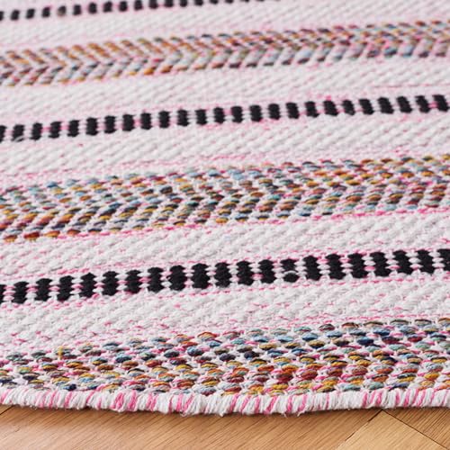 SAFAVIEH Montauk Collection Accent Rug - 2' x 3', Pink & Ivory, Flat Weave Farmhouse Boho Stripe Cotton Design, Easy Care, Ideal for High Traffic Areas in Entryway, Living Room, Bedroom (MTK702U) - color: Pink/Ivory, size: 2' x 3' (Rectangular)