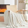 3D Bubble Plush Blanket Textured Fleece Throw Soft Warm Cozy Blanket Couch Bed Throw Snow White 50x60 Inches - color: Snow White, size: Throw(50"x60"）