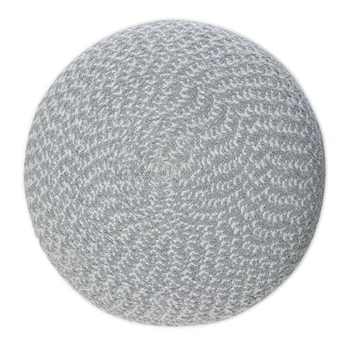 SIMPLIHOME Bayley Round Pouf - 20 inch Wide Handcrafted Braided Cotton Pouf in Blue and Natural, Boho Footstool or Extra Seating for Living Room or Bedroom with Polystyrene Filling, Assembled - color: Blue, Natural