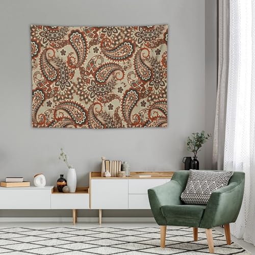 KANEPE Boho Tapestry Red Vintage Floral Paisley Leaves Pattern Wall Hanging Tapestries Home Decor for Living Room Bedroom Apartments Farmhouse Dorm,40inx30in (102×76cm)【Small】 - color: Boho-6, size: 40Wx30L