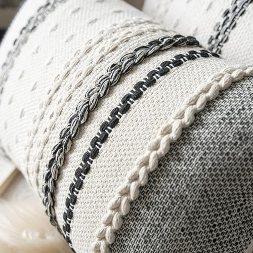 Cethom Boho Lumbar Pillow Covers 14x36 Inch Long, Black Textured Decorative Couch Pillow Cases for Farmhouse Home Decor, Accent Cushion Cover for Sofa, Bed, Living Room, Bedroom, Pack of 1 - color: Black, size: 36" x 14" (Pack of 1)
