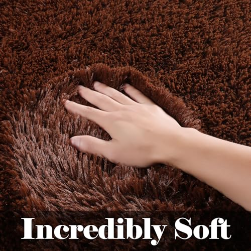 ONASAR Brown Runner Rugs for Bedroom Living Room, Fluffy 2x6 Bedside Hallway Area Rug, Ultra Soft Plush Furry Faux Fur Non Slip Floor Carpet for Nursery Kids Dorm Closet Home Decor - color: Brown, size: 2' x 6' (Runner)