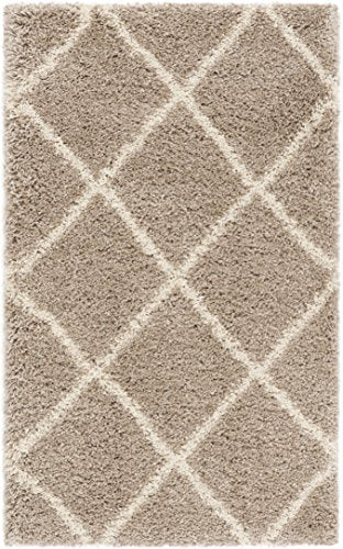 SAFAVIEH Hudson Shag Collection Accent Rug - 2' x 3', Beige & Ivory, Modern Trellis Design, Non-Shedding & Easy Care, 2-inch Thick Ideal for High Traffic Areas in Foyer, Living Room, Bedroom (SGH281S) - color: Beige/Ivory, size: 2' x 3' (Rectangular)