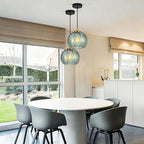 Mikeru 2-Pack Mint Glass Pendant Lights Kitchen Island Lighting Single Globe Pendant Light Fixtures Century Modern Kitchen Island Pendant Lighting for Bedroom Living Dining Room Light (Without Bulbs) - color: Mint-1 Light-2PC