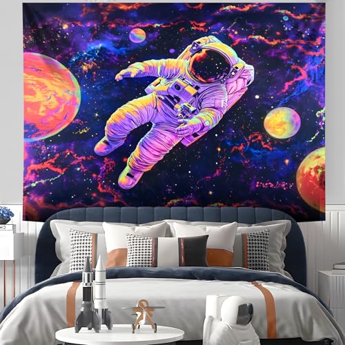NYZE Astronaut Space Tapestry for Bedroom, Glow in the Dark Room Decor Wall Tapestries, Cool Galaxy Planet Wall Hanging, Wall Hanging for Men Guys Gamer Room Dorm Living Room 59in×51in - color: Astronaut I, size: 59"L x 51"W