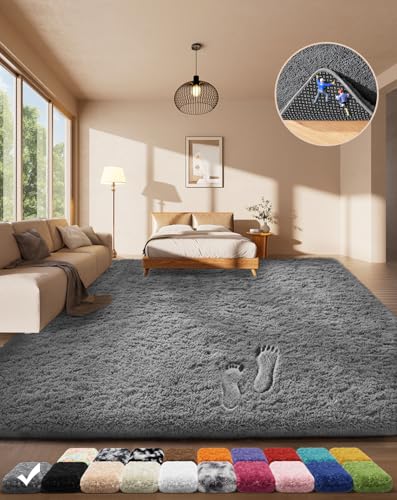 Ophanie Area Rugs for Living Room Bedroom, Washable Non-Slip Fluffy Soft Grey Shag Carpet, Indoor Floor Gray 4x6 Fuzzy Shaggy Living Room Plush Rug for Kids Home Dorm Decor Aesthetic - color: 1- Grey, size: 4' x 6' (Rectangular)