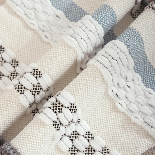 Boho Pillow Covers 18x18 Set of 2 Farmhouse Decorative Throw Pillow Covers Chenille Striped Pillow Cases Accent Pillowcases for Fall Autumn Home Decor,Orange and Blue - color: Orange-blue Stripe, size: 18" x 18" (Pack of 2)