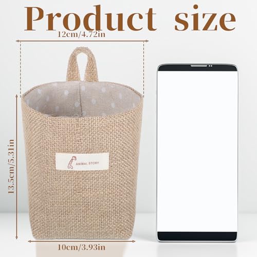 2 Pack Hanging Basket for Door, Small Jute Wall Storage, Hanging Storage Bags Cotton Linen Boho Camper Decor for Keys, Flower Plants, Wallet