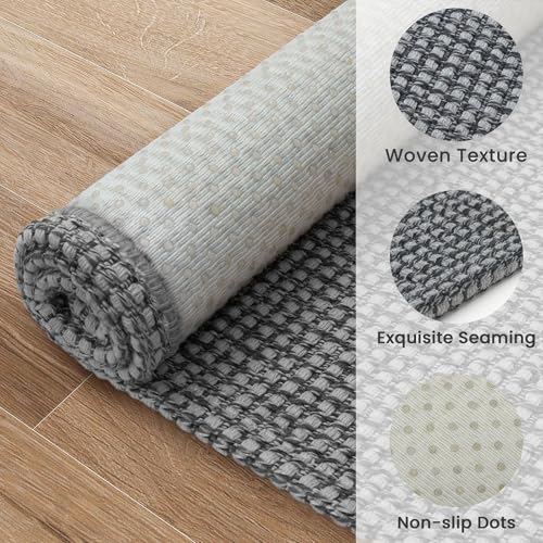 EARTHALL Woven Area Rug 2x3 Ft Washable Rugs for Entryway Braided Non Slip Throw Rugs Door Mat Indoor Outdoor Entrance Small Cotton Woven Carpet for Kitchen Foyer Front Door, Dark Gray - color: Dark Gray/Gray, size: 2' x 3' (Rectangular)